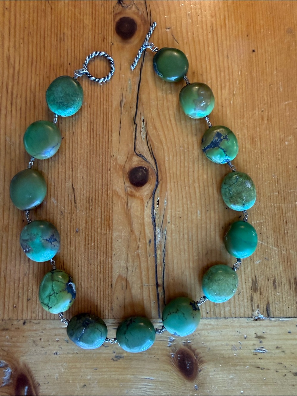 Green Turquoise Disc Bead Necklace - Women Jewelry